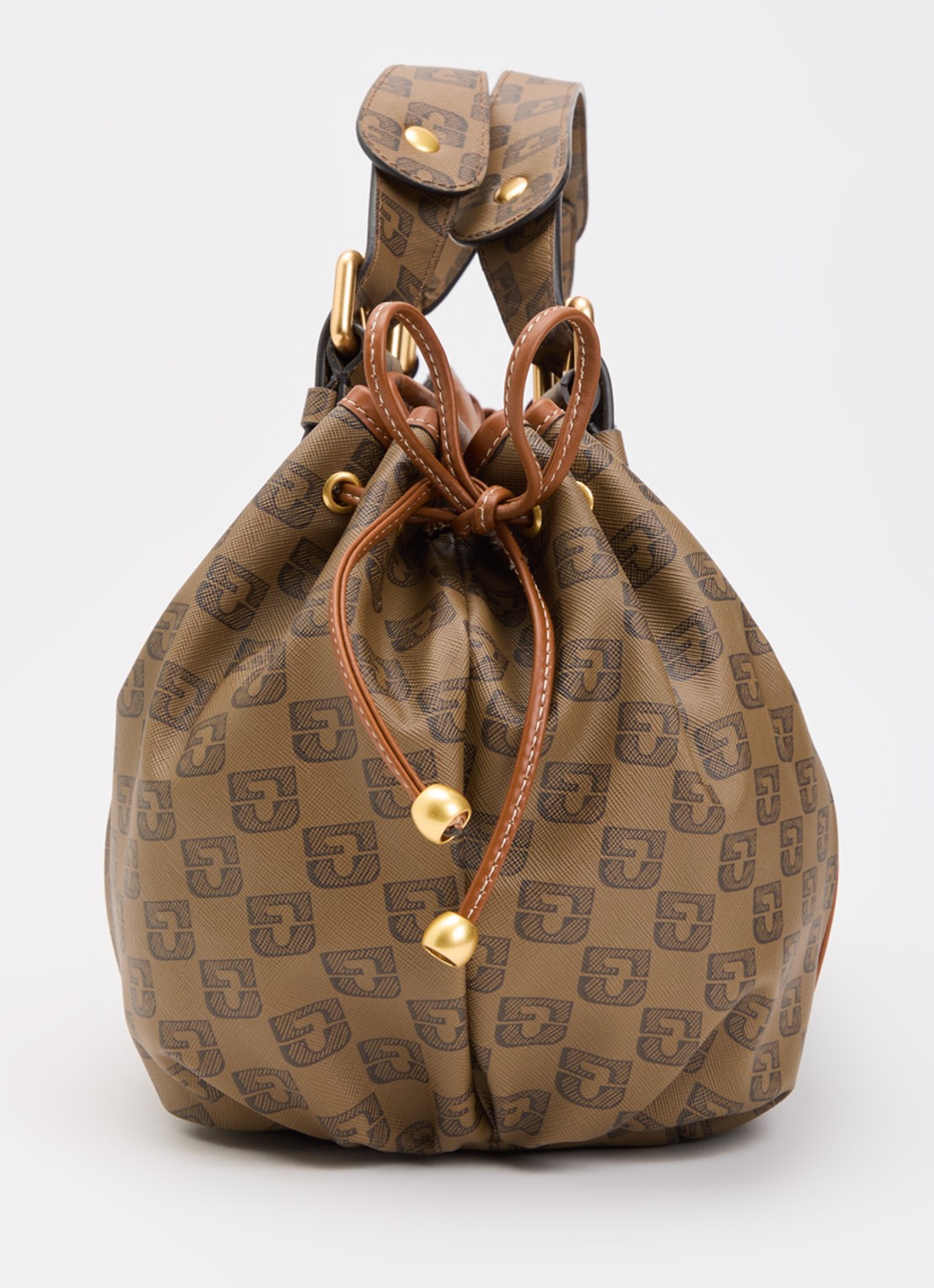 Gerard Darel 24H handtas van leer met logoprint  - detail 3 bruin