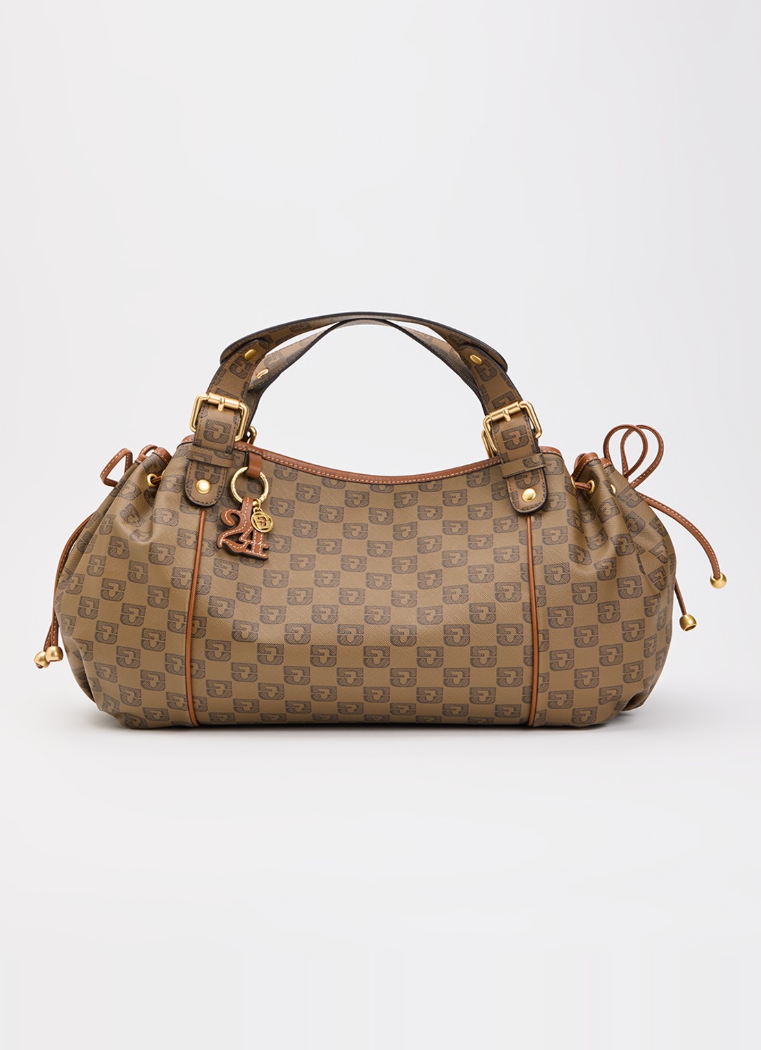 Gerard Darel 24H handtas van leer met logoprint  - voorkant bruin