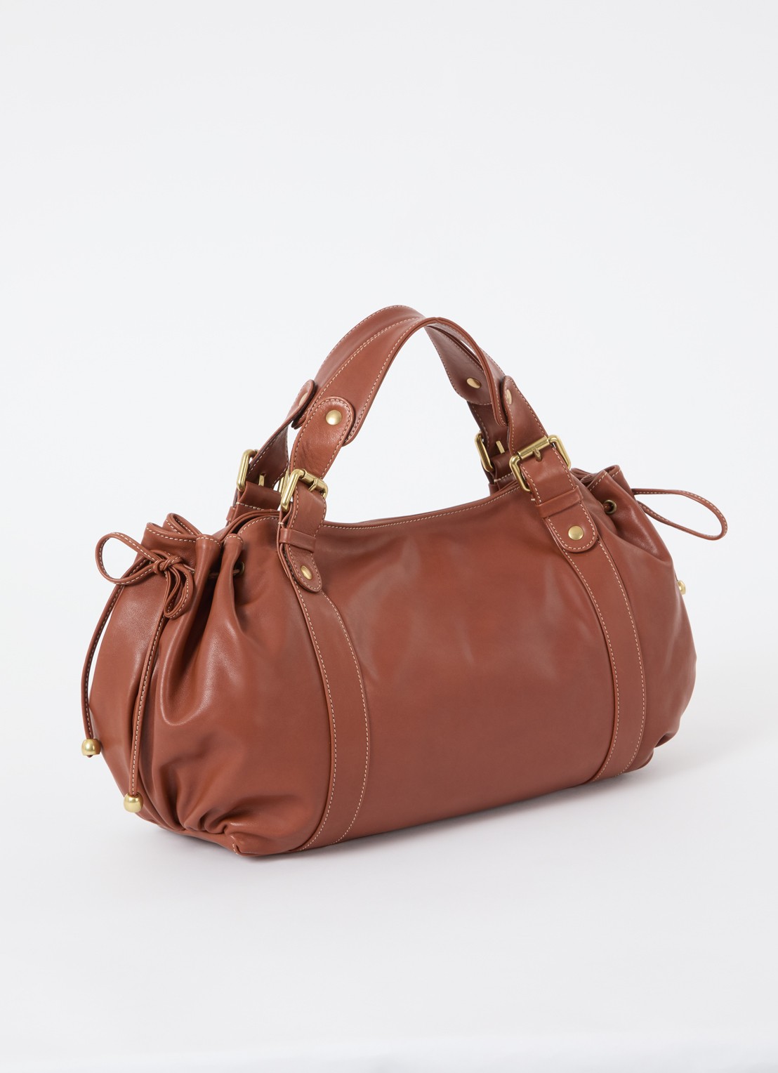 Gerard Darel 24H handtas van leer - achterkant 4 cognac