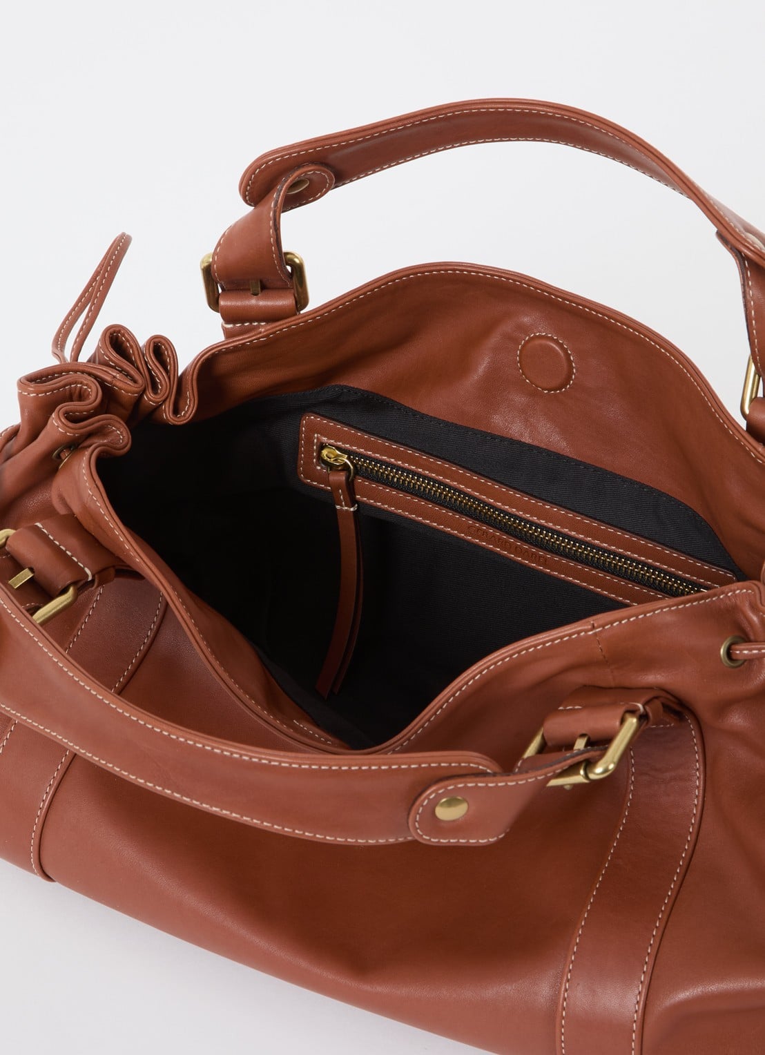 Gerard Darel 24H handtas van leer - detail 2 cognac
