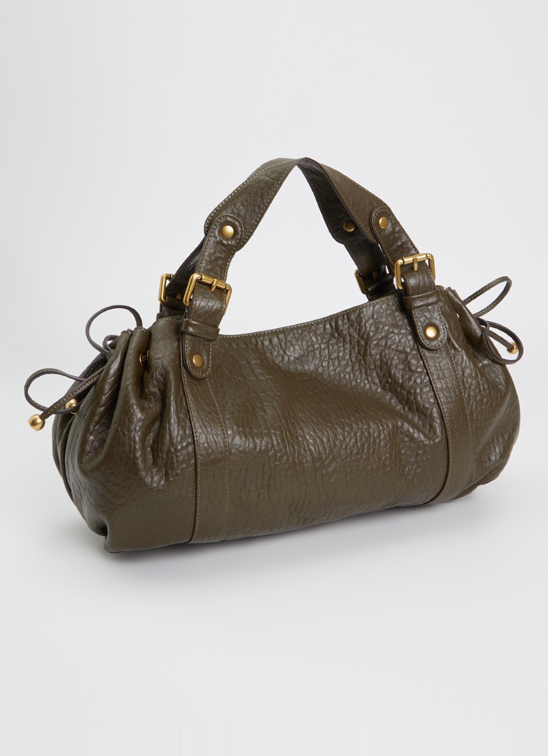 Gerard Darel 24H handtas van leer - achterkant khaki