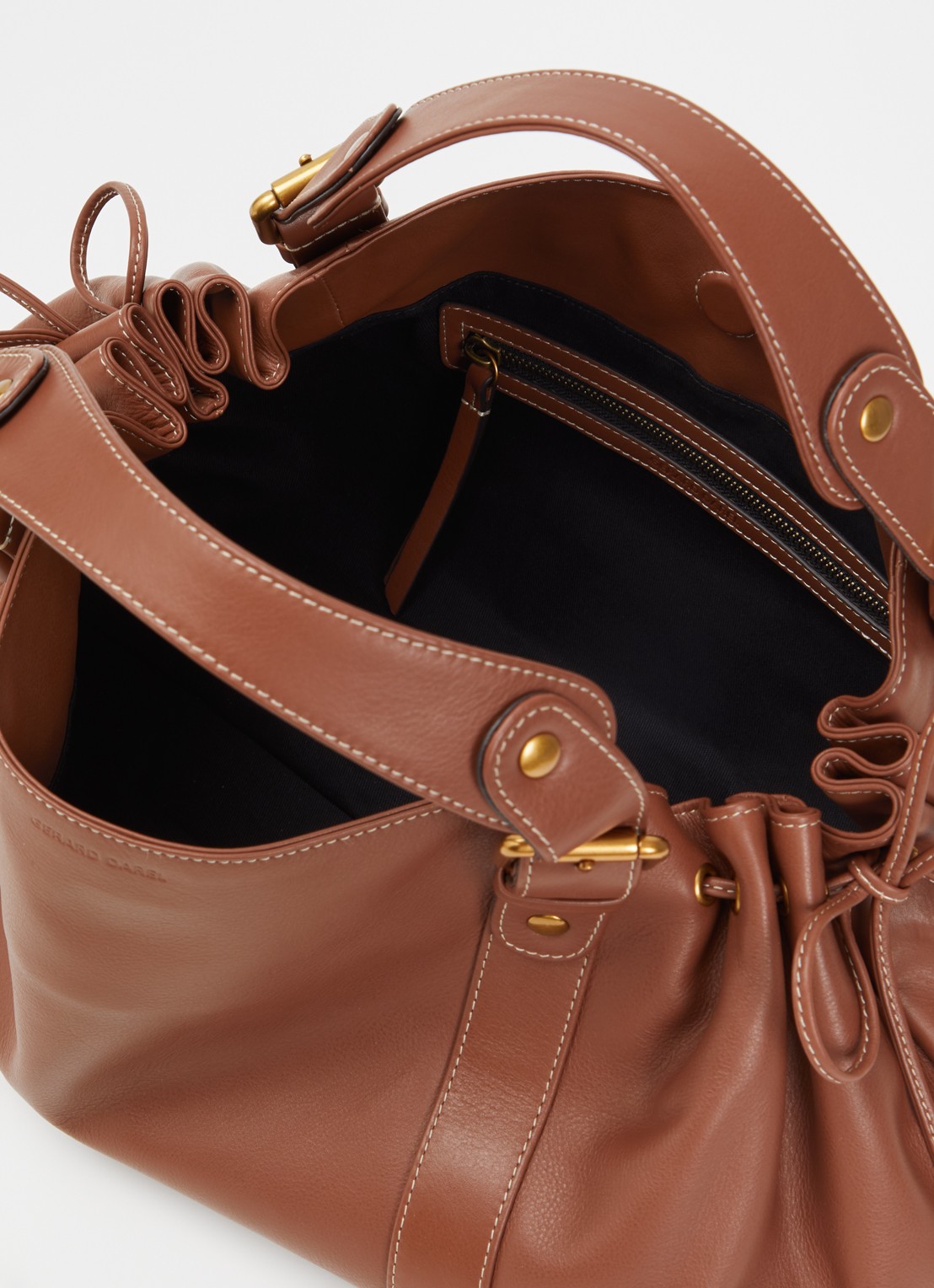 Gerard Darel 24H handtas van leer - detail bruin