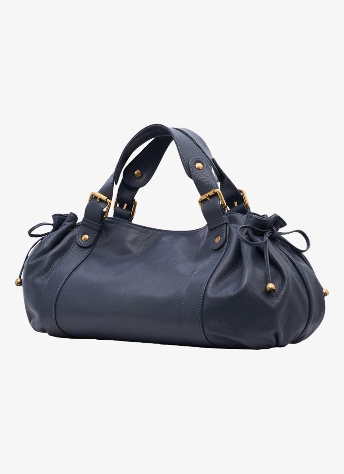 Gerard Darel 24H handtas van leer - detail blauwgrijs