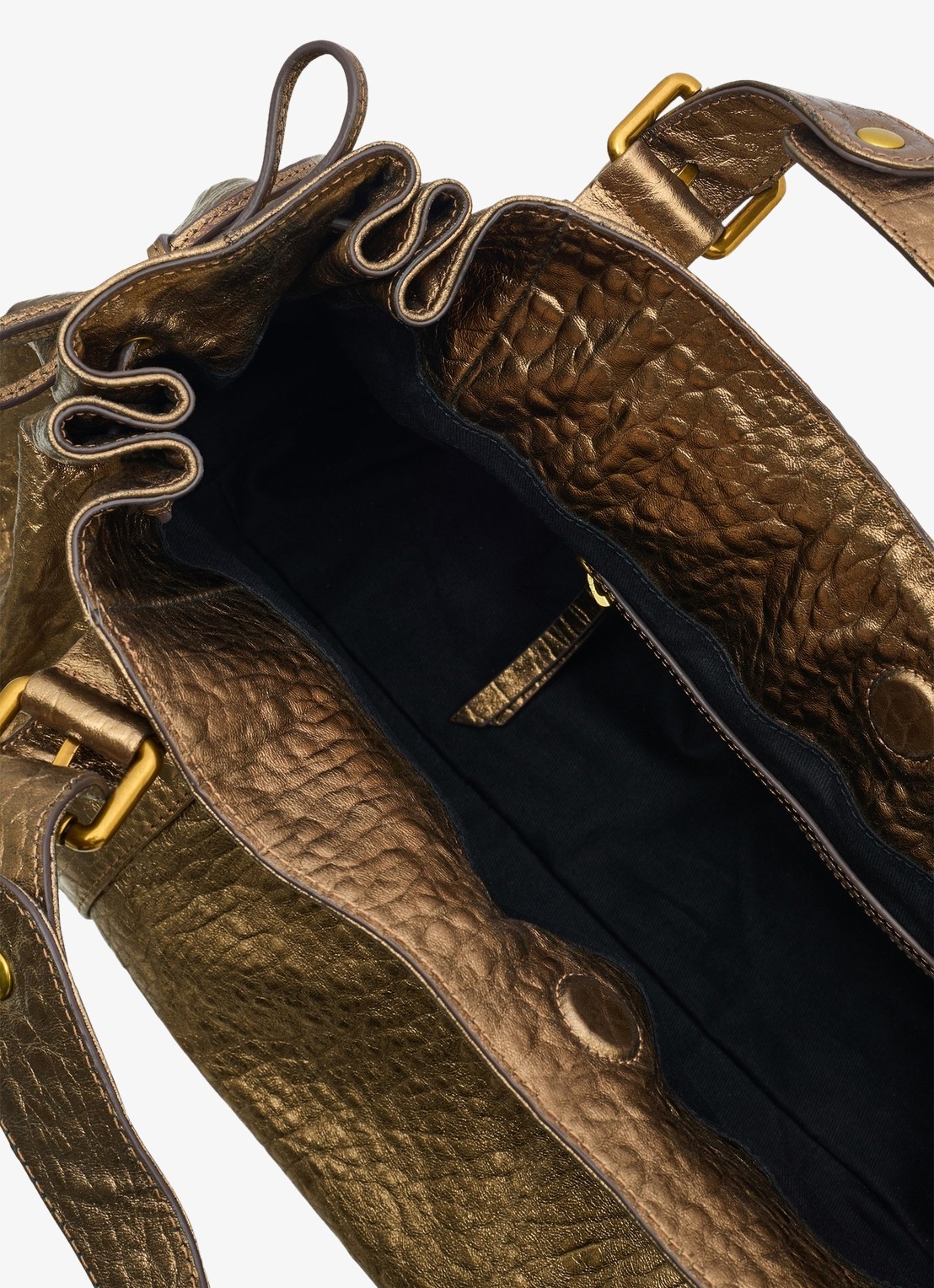 Gerard Darel 24H handtas van pebbled leer met metallic finish - detail 2 goud