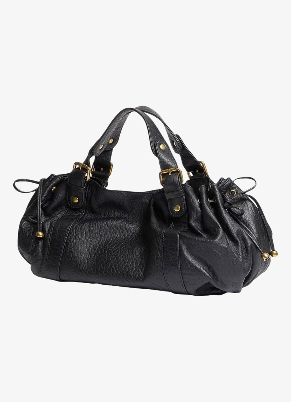 Gerard Darel 24H handtas van pebbled schapenleer  - detail zwart