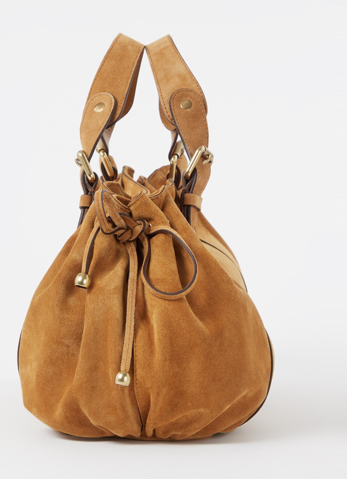Gerard Darel 24H handtas van suéde met trekkoord - detail 3 camel