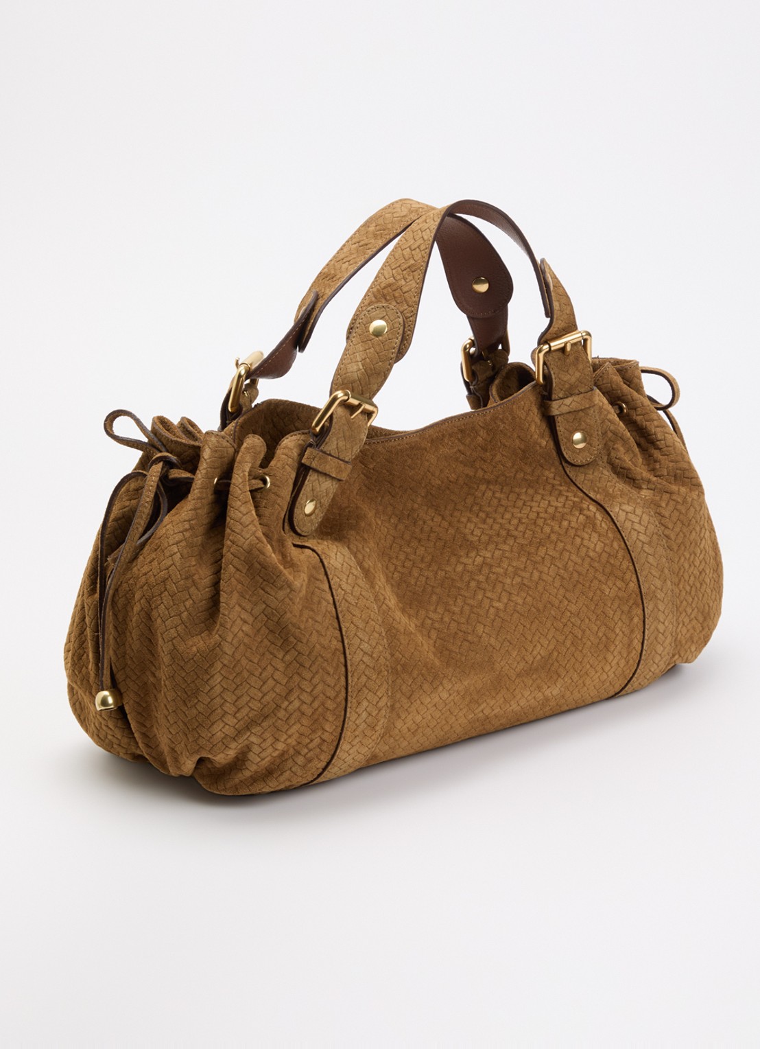 Gerard Darel 24H handtas van suède - achterkant 5 cognac
