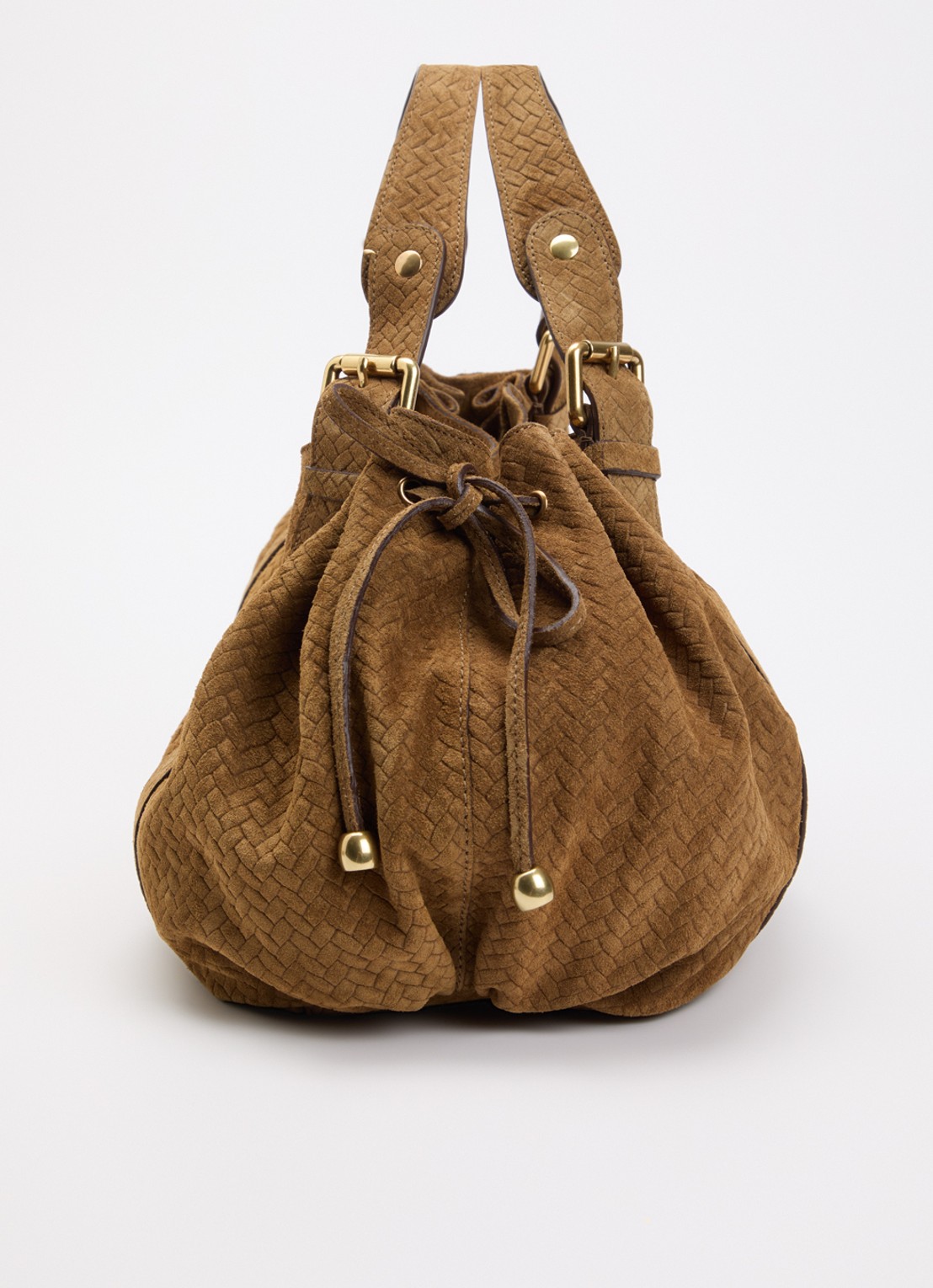 Gerard Darel 24H handtas van suède - detail 3 cognac