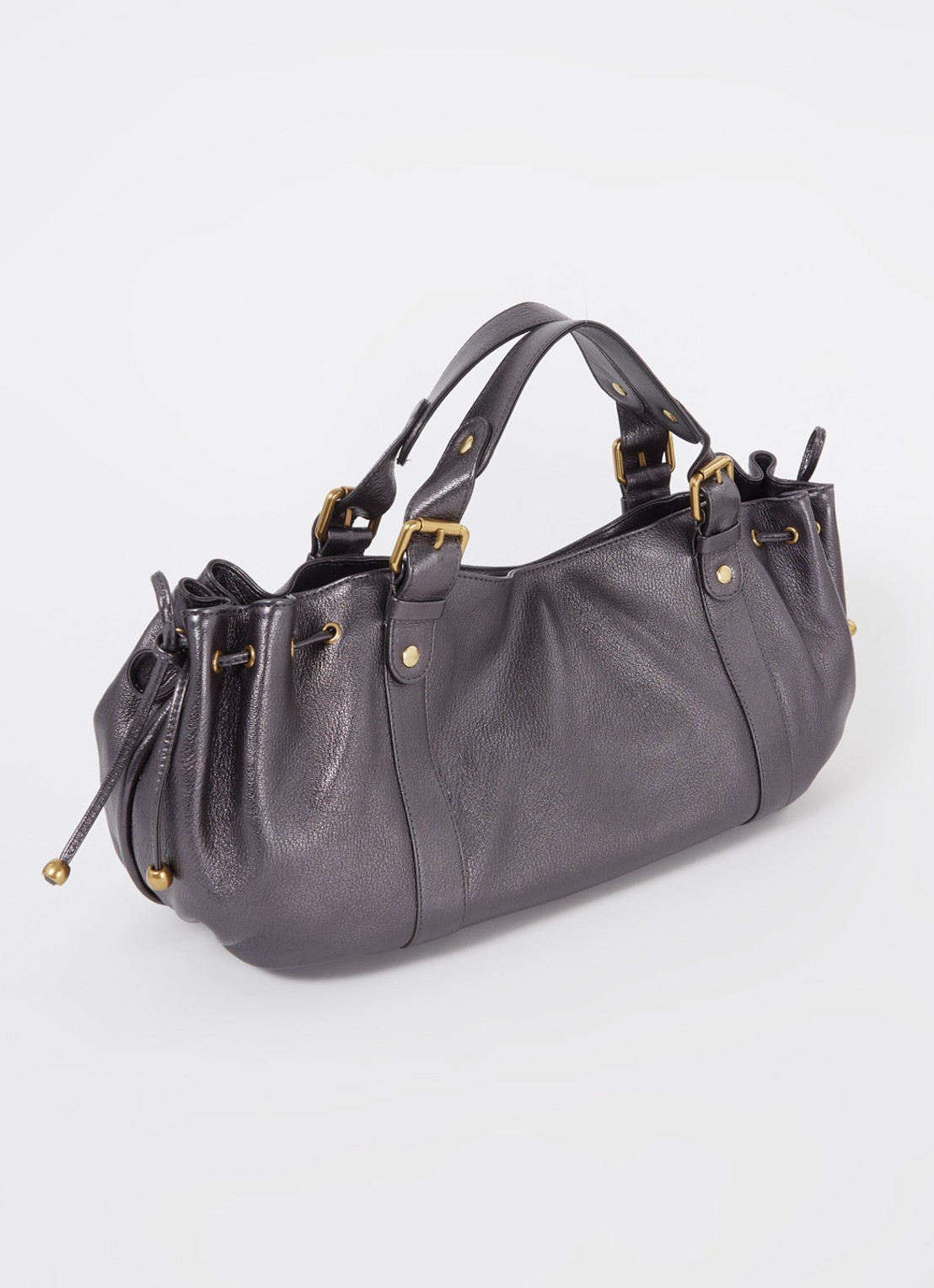 Gerard Darel 24H schoudertas van leer met metallic finish - achterkant 4 antraciet