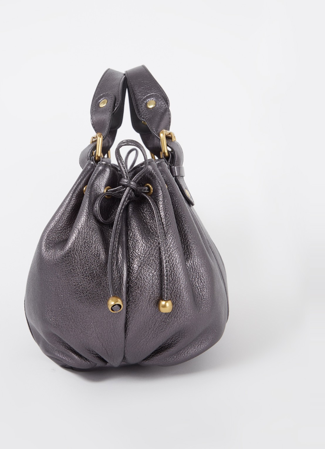 Gerard Darel 24H schoudertas van leer met metallic finish - detail 2 antraciet