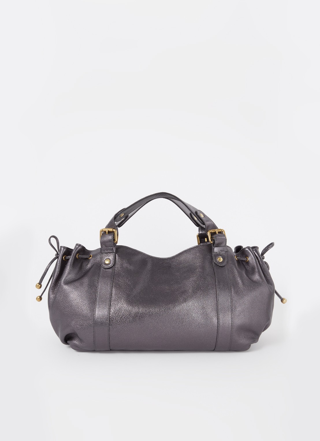 Gerard Darel 24H schoudertas van leer met metallic finish - voorkant 3 antraciet