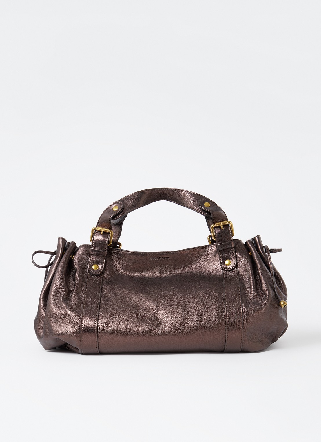 Gerard Darel 24H schoudertas van leer met metallic finish - voorkant 4 kastanjebruin