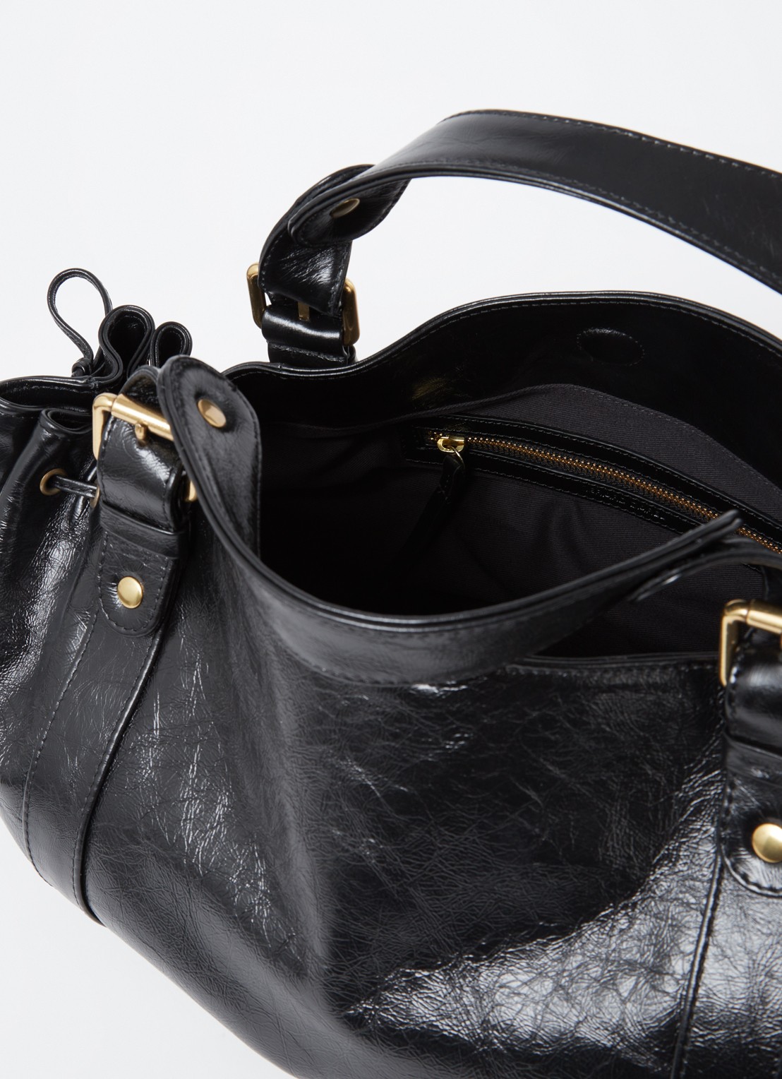 Gerard Darel 24H schoudertas van leer - detail 3 zwart