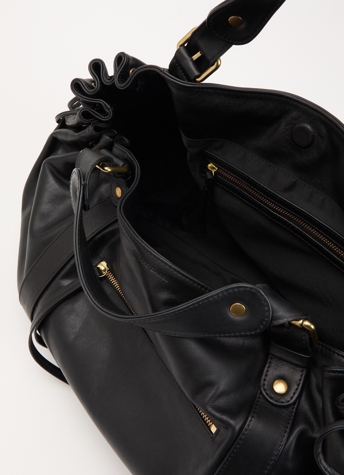 Gerard Darel 72H weekendtas van leer  - detail 2 zwart