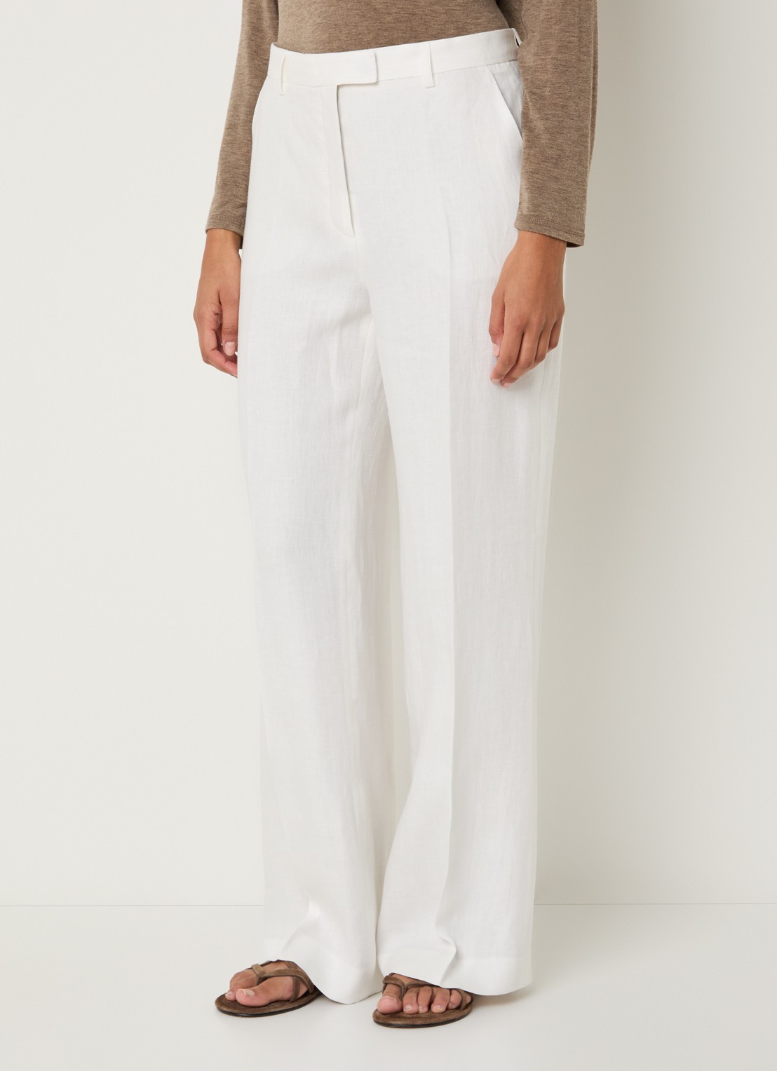 Gerard Darel Abelle high waist loose fit broek van linnen - detail 2 gebroken wit