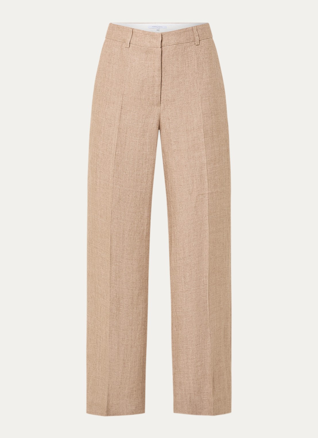 Gerard Darel Abigail high waist straight fit pantalon van linnen met steekzakken - voorkant 3 donkerbeige