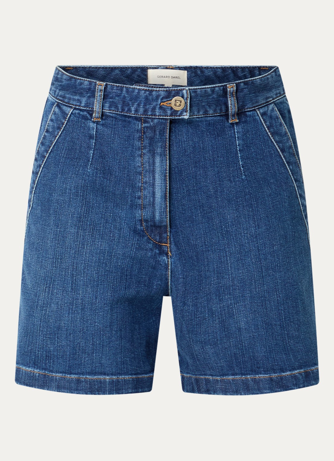 Gerard Darel Adelia high waist wide leg korte broek van denim - voorkant 2 indigo
