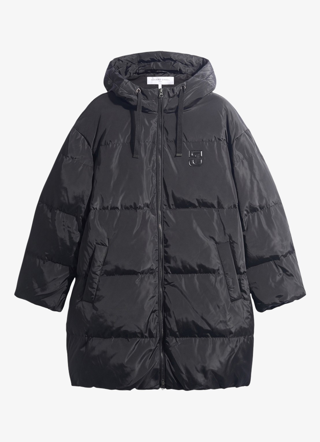 Gerard Darel Adna gewatteerde parka met capuchon - voorkant 4 zwart