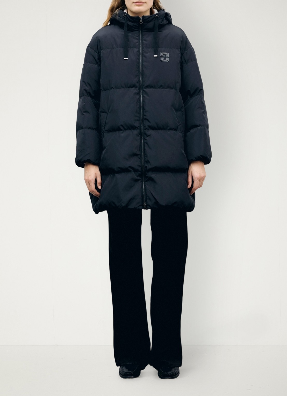 Gerard Darel Adna gewatteerde parka met capuchon - voorkant 5 zwart