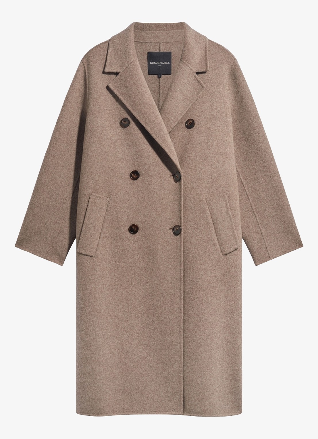Gerard Darel Aela double-breasted mantel in wolblend - voorkant 4 beige