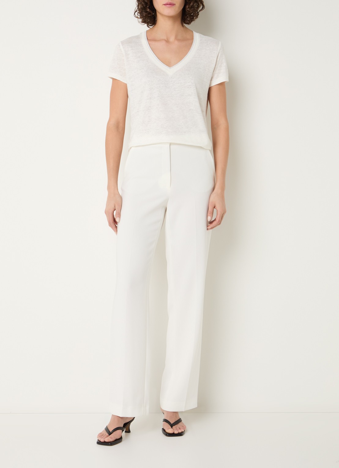 Gerard Darel Aelia mid waist straight fit broek met steekzakken - voorkant 2 creme