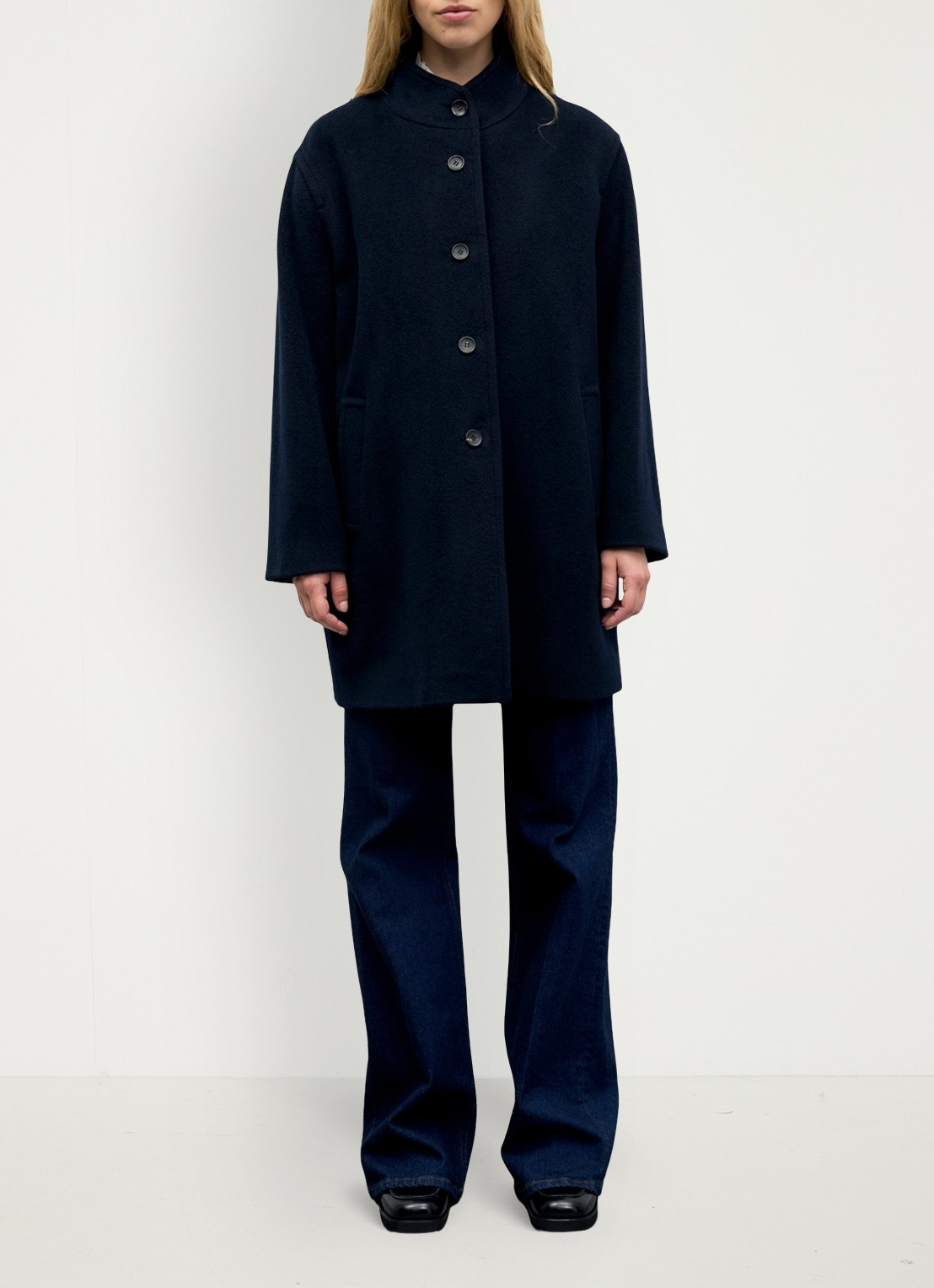 Gerard Darel Aira mantel van scheerwol - voorkant 4 blauw