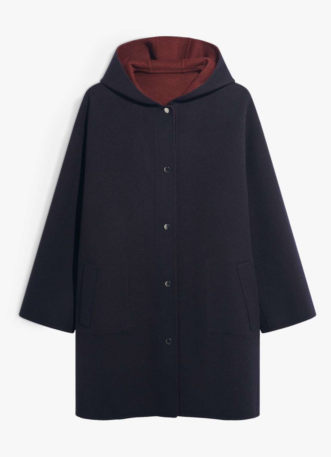 Gerard Darel Aley reversible mantel van wol met capuchon - voorkant 2 blauw