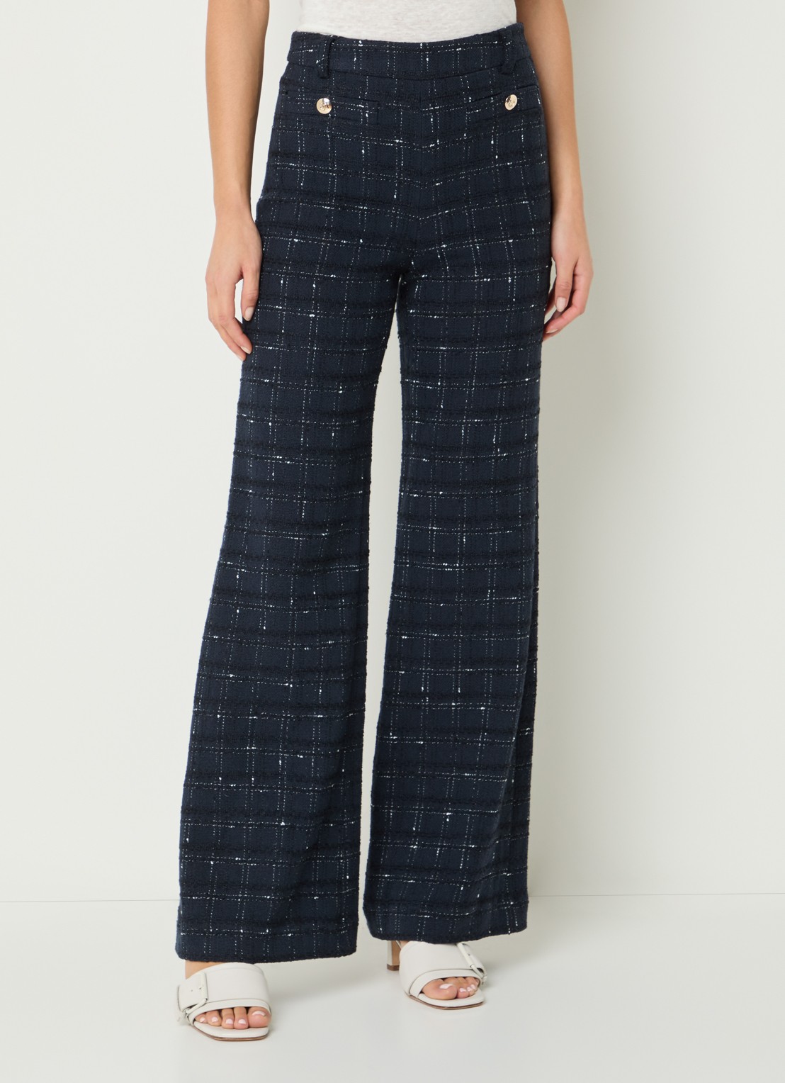 Gerard Darel Aleyna high waist flared fit pantalon met steekzakken - detail 3 donkerblauw