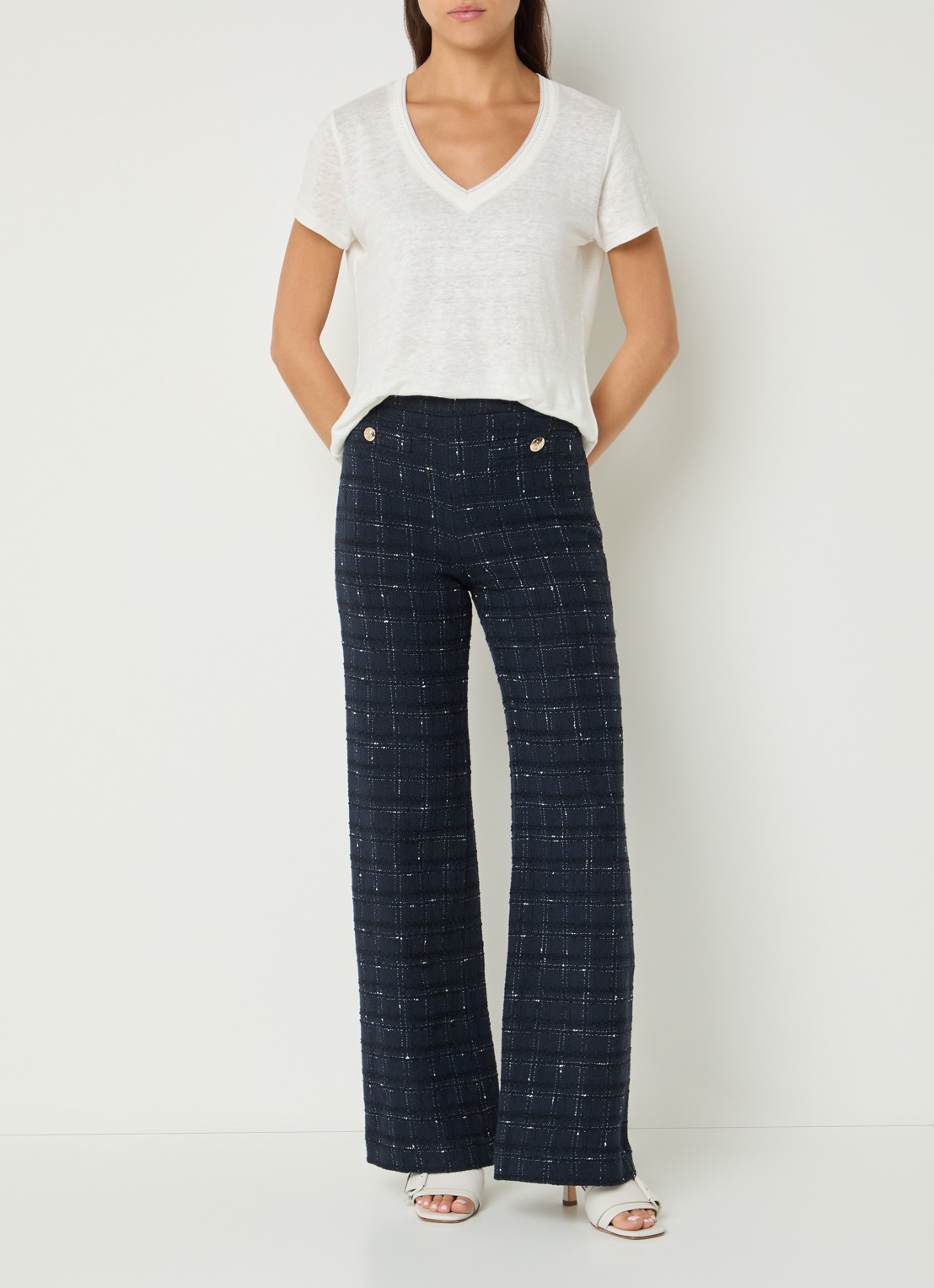 Gerard Darel Aleyna high waist flared fit pantalon met steekzakken - voorkant 2 donkerblauw