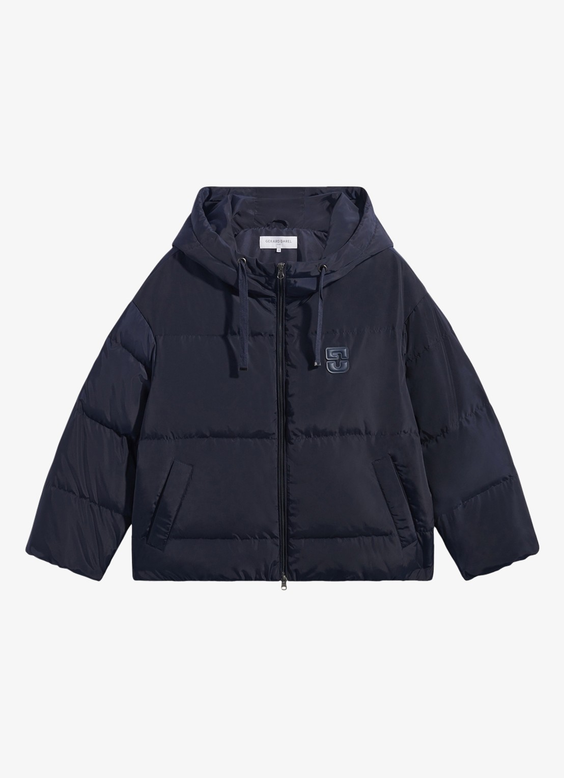 Gerard Darel Alie puffer jack met donsvulling en capuchon - voorkant blauw