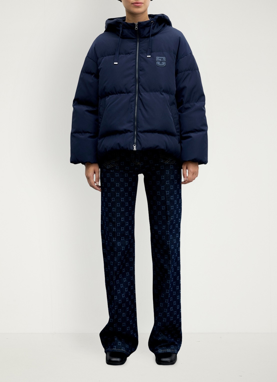 Gerard Darel Alie puffer jack met donsvulling en capuchon - voorkant 2 blauw
