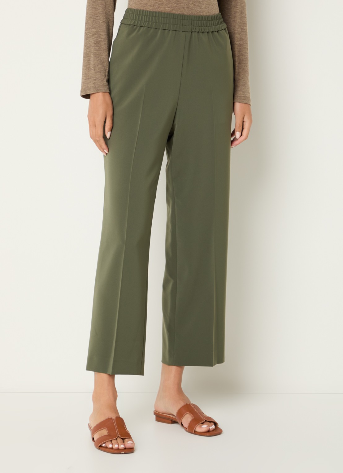 Gerard Darel Aliette high waist straight fit cropped pantalon met steekzakken - detail 3 mosgroen
