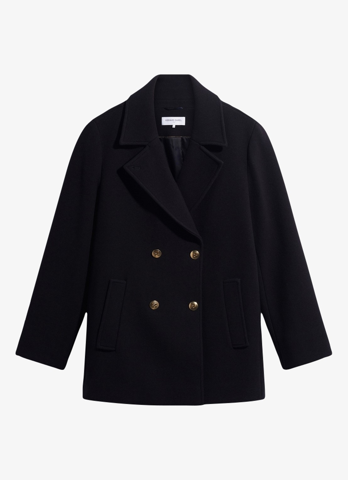Gerard Darel Alis korte mantel in wolblend - voorkant 3 blauw