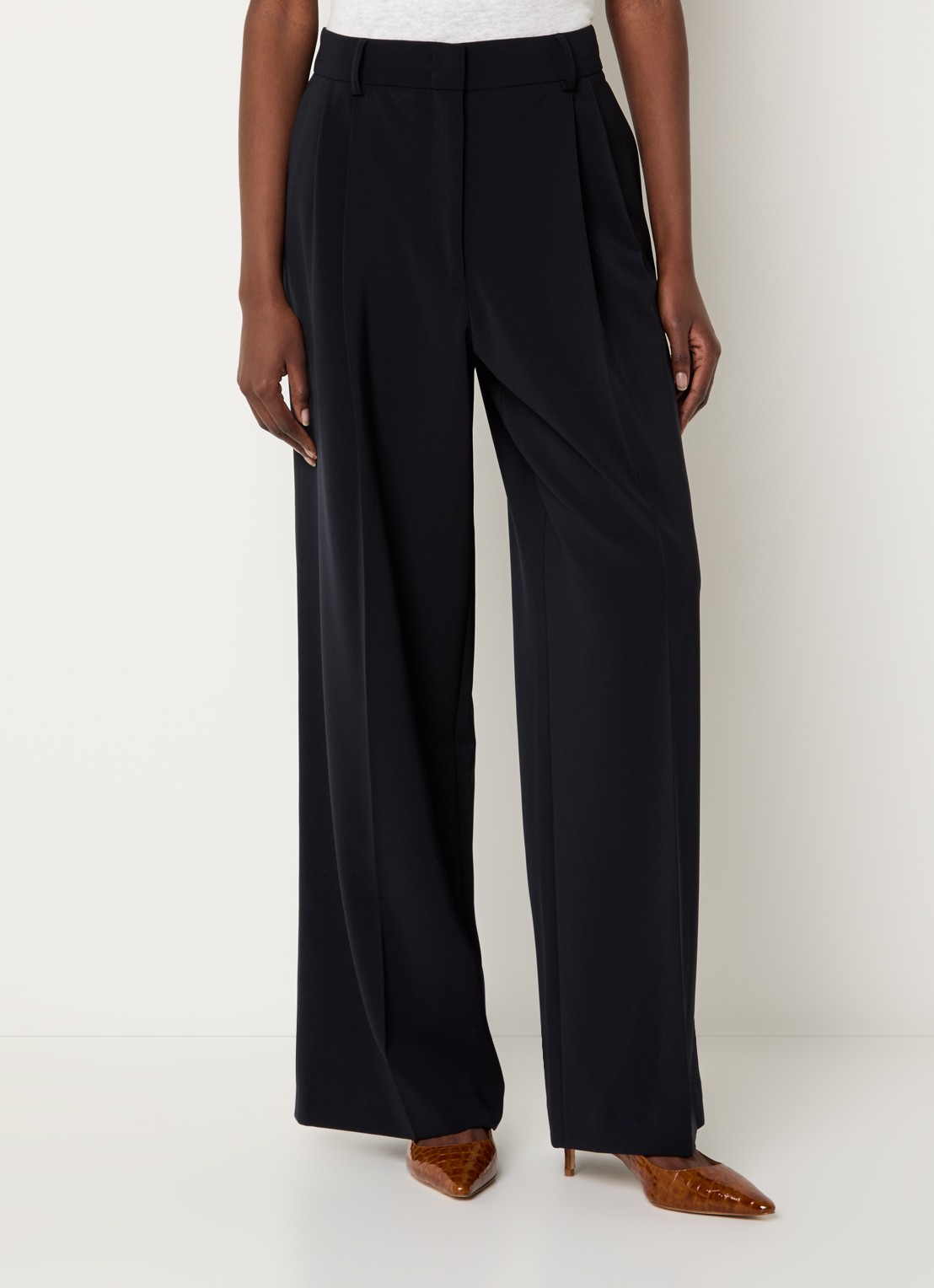 Gerard Darel Alissia high waist wide fit pantalon met steekzakken - detail 2 donkerblauw