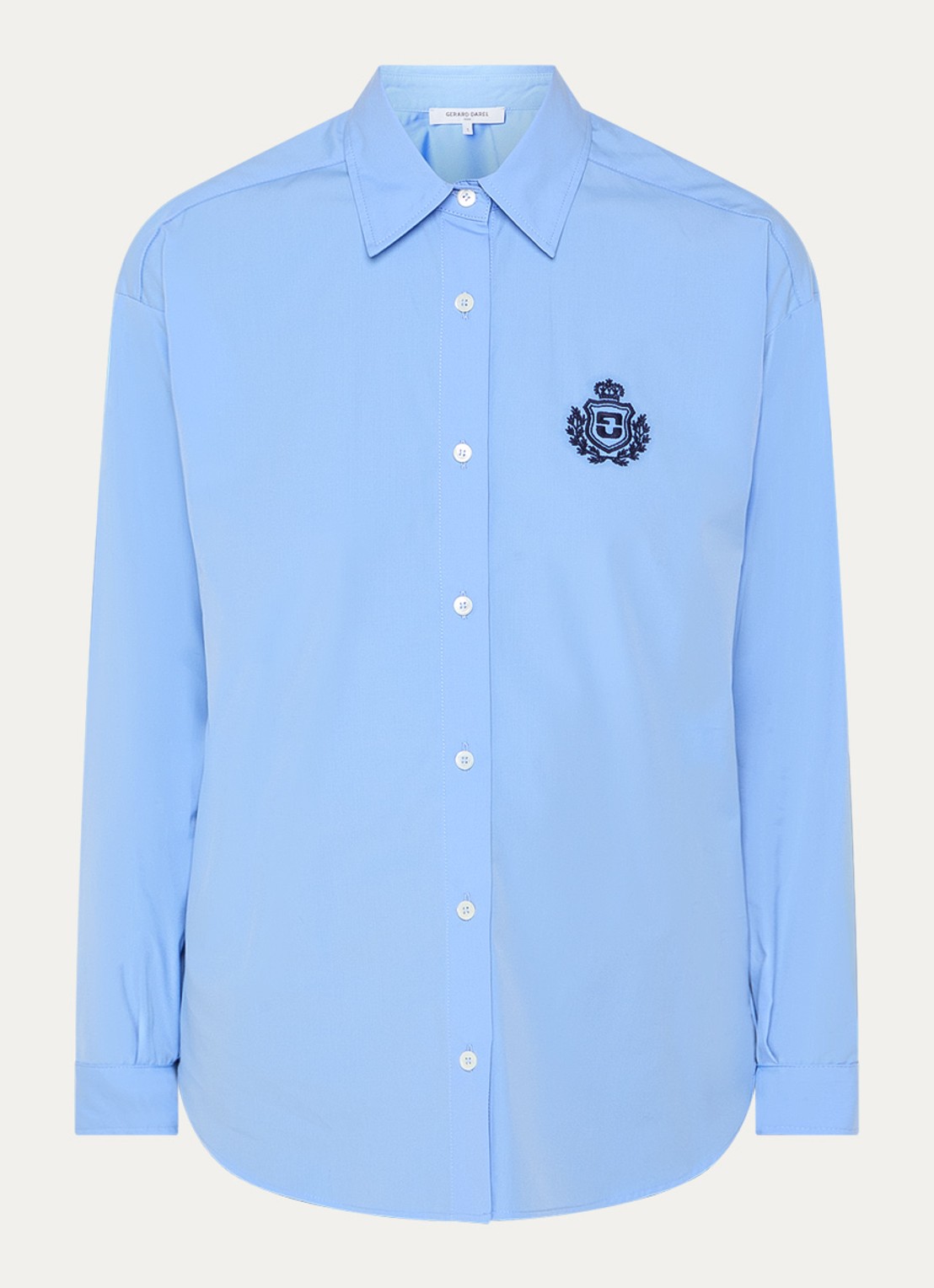 Gerard Darel Alix blouse met borduring - voorkant 2 blauwgrijs