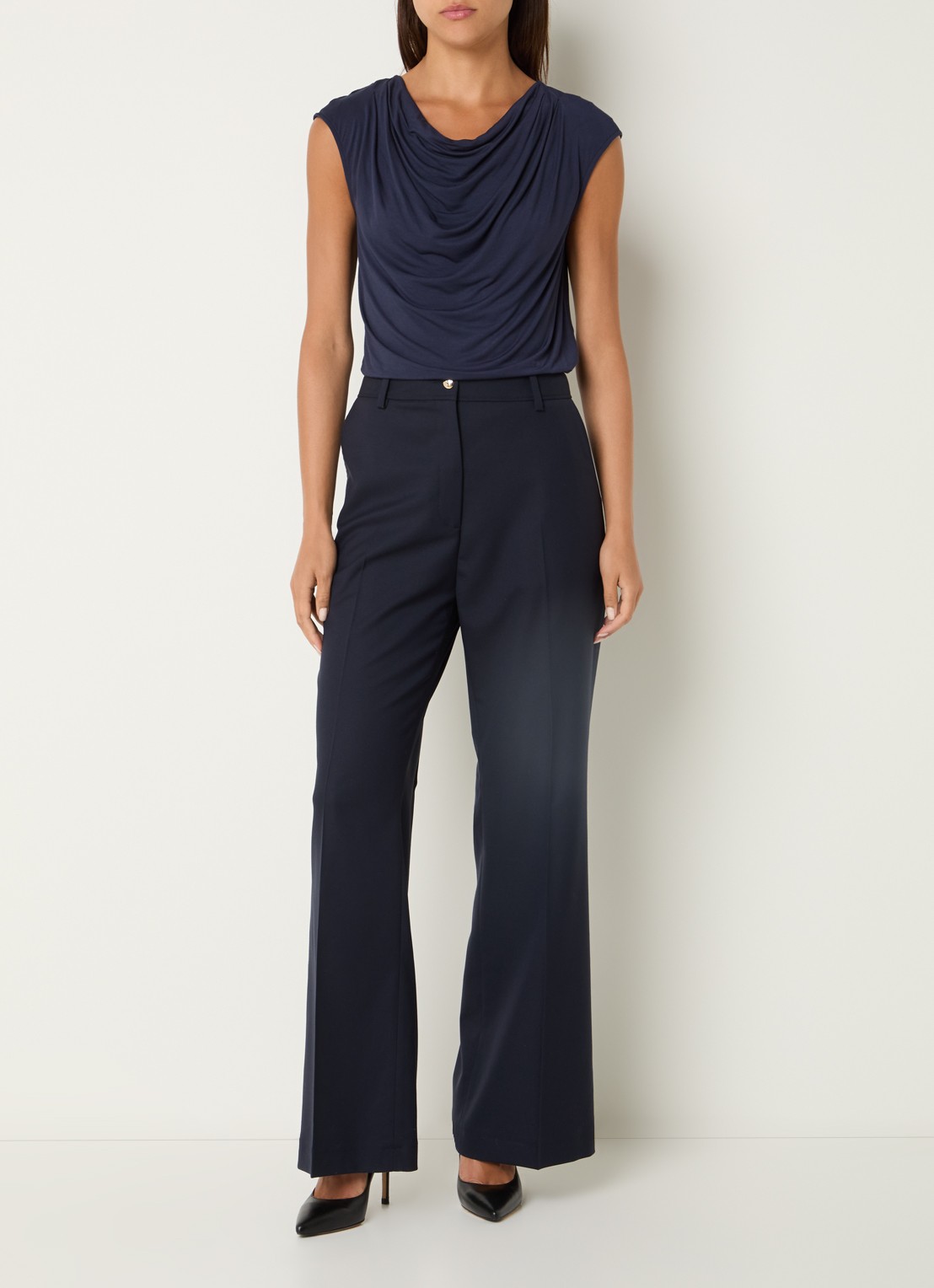 Gerard Darel Aliyah high waist straight fit pantalon met steekzakken - voorkant 4 donkerblauw