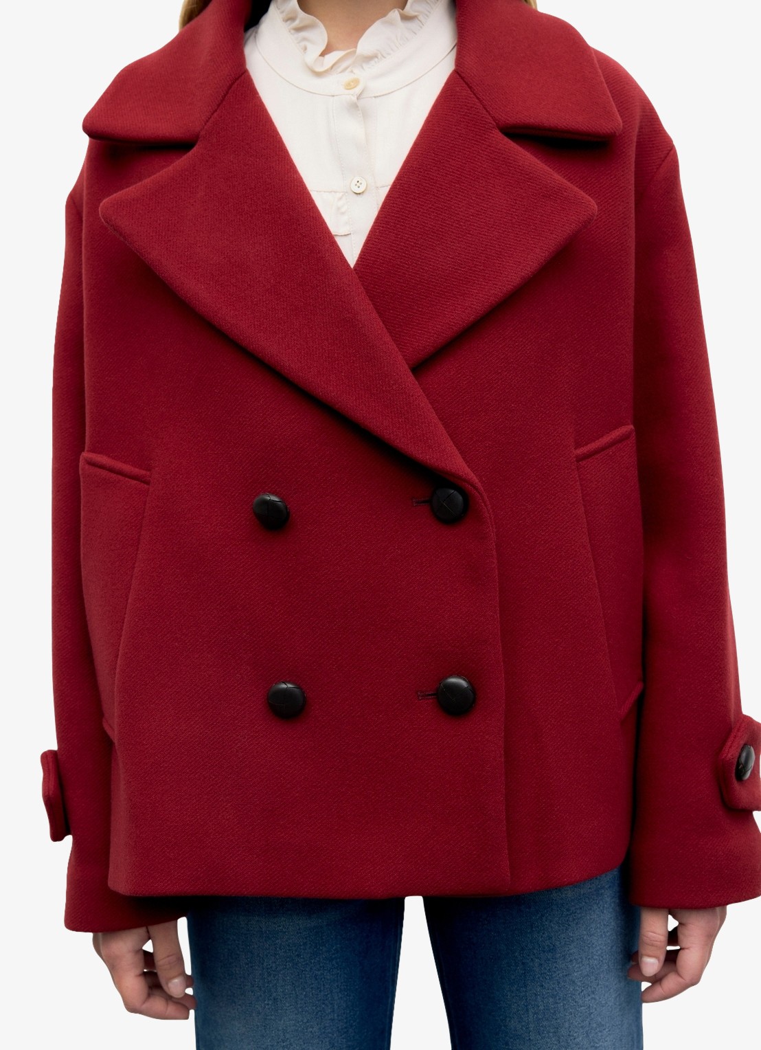 Gerard Darel Alla korte mantel in wolblend - detail 2 rood