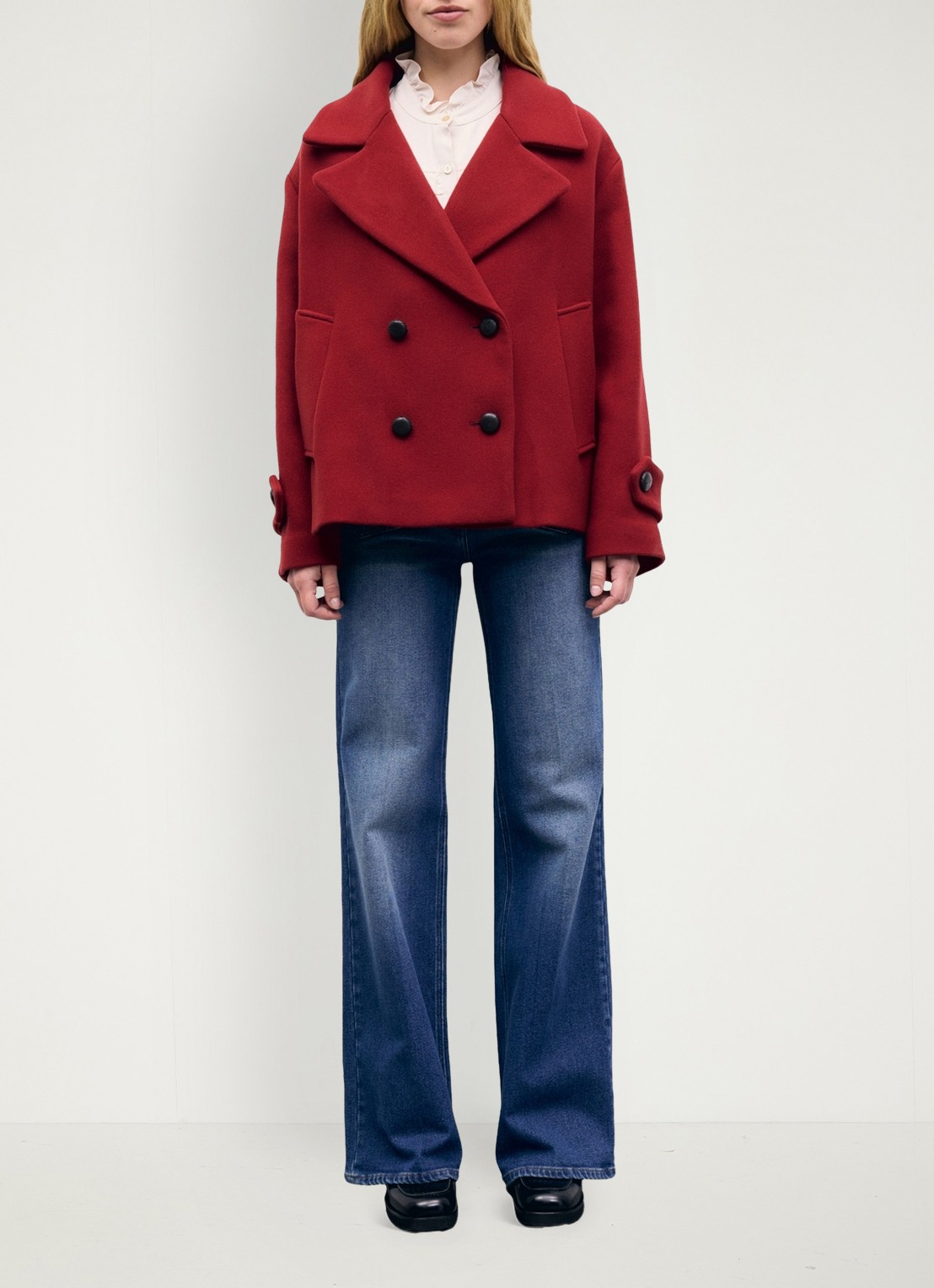 Gerard Darel Alla korte mantel in wolblend - voorkant 5 rood