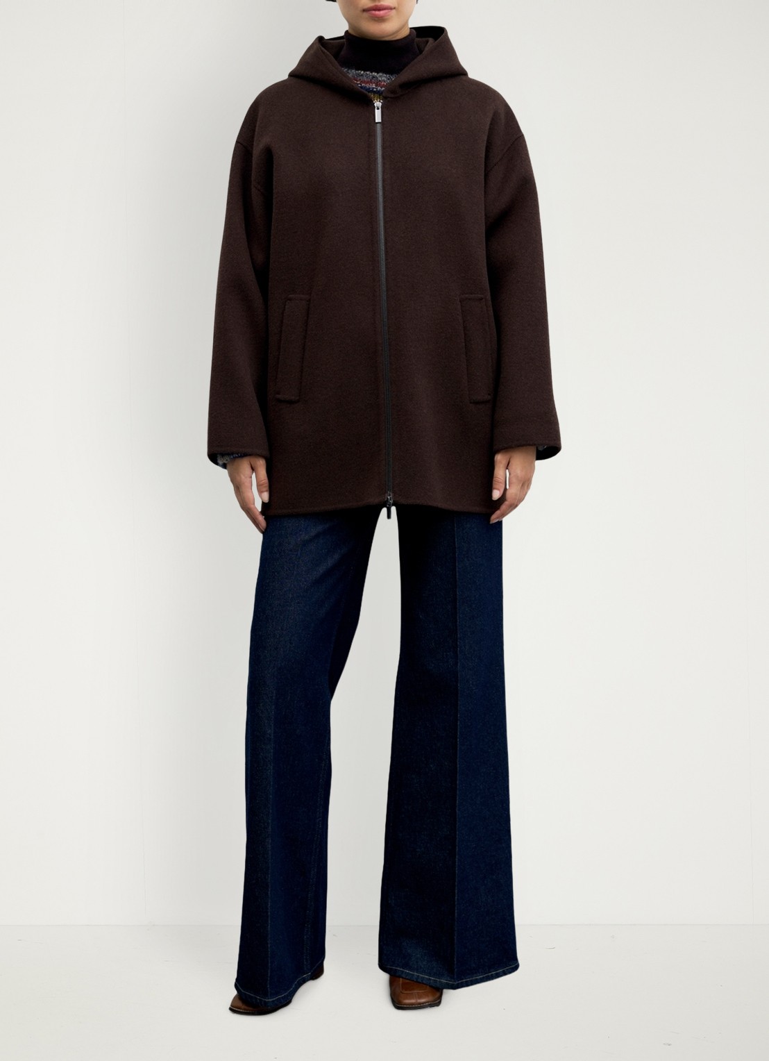 Gerard Darel Alva jas van wol met capuchon - detail 3 donkerbruin