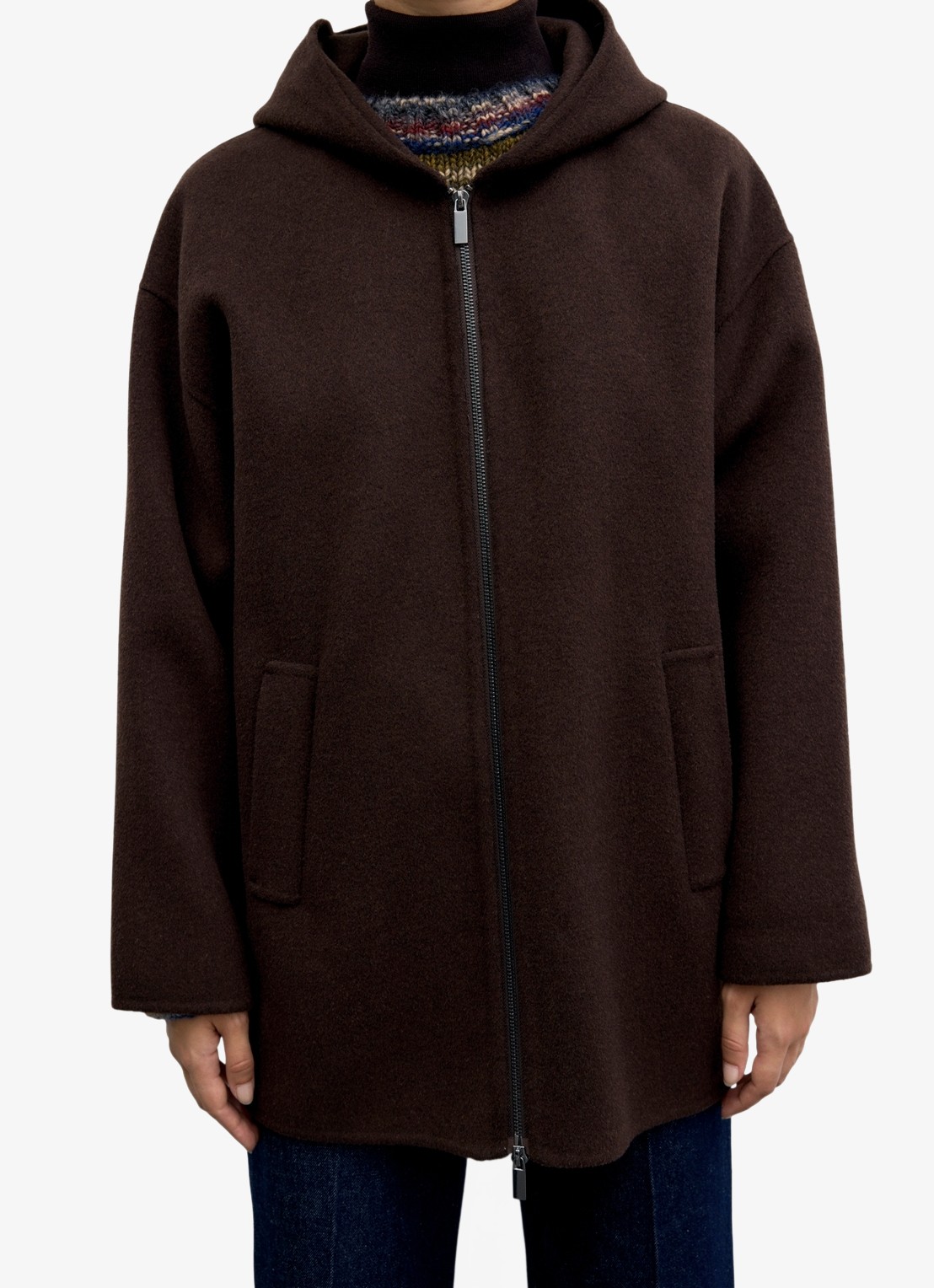 Gerard Darel Alva jas van wol met capuchon - detail 4 donkerbruin