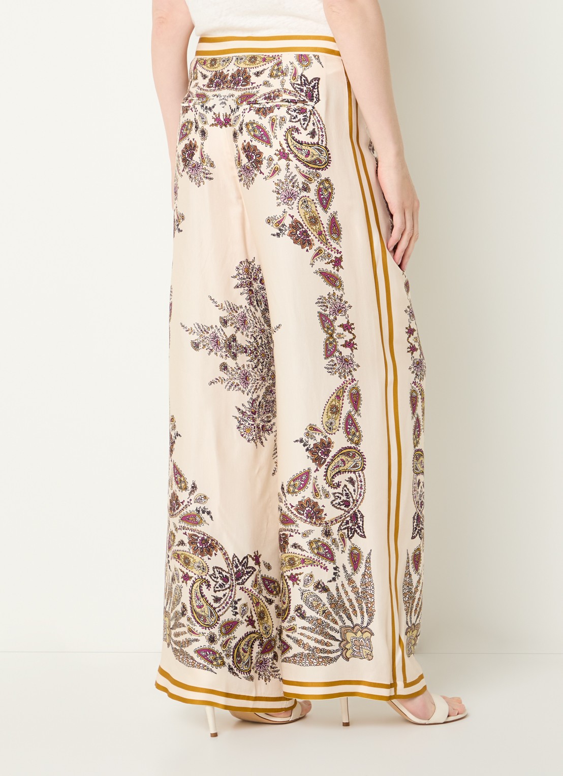 Gerard Darel Amanya high waist loose fit broek met print - achterkant 4 beige