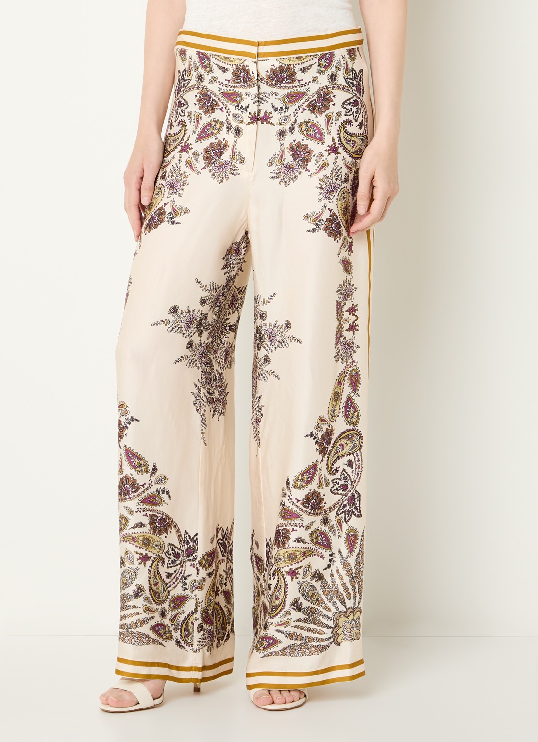 Gerard Darel Amanya high waist loose fit broek met print - detail 3 beige