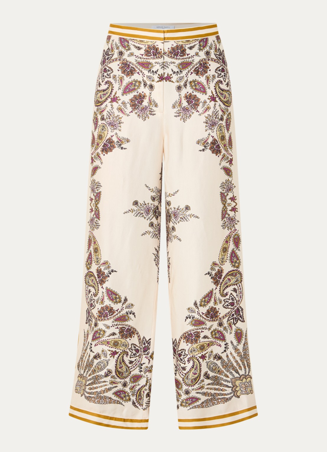 Gerard Darel Amanya high waist loose fit broek met print - voorkant beige