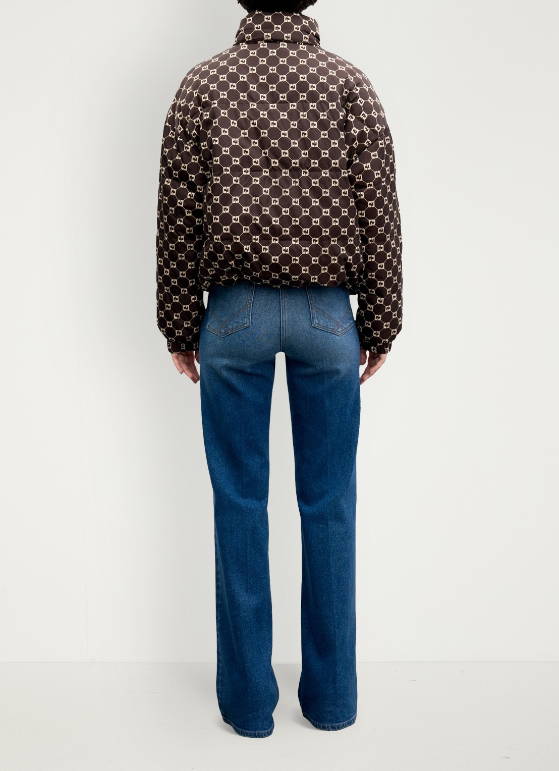 Gerard Darel Amar puffer jack met monogram dessin - achterkant 3 bruin