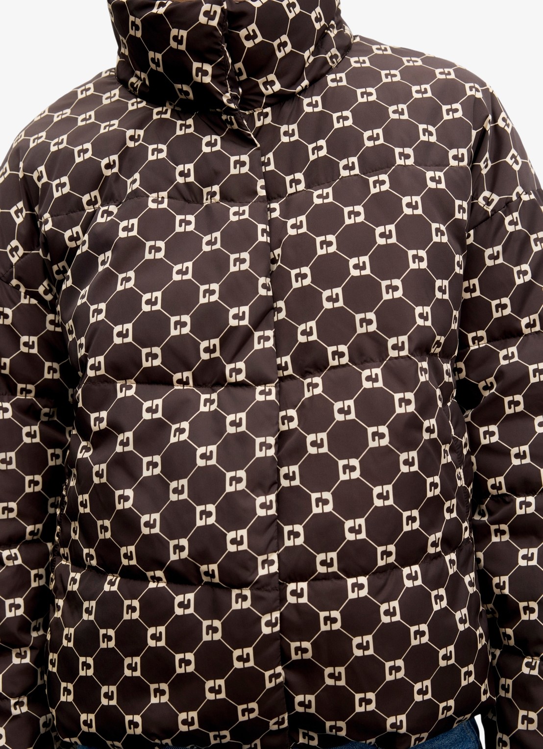 Gerard Darel Amar puffer jack met monogram dessin - detail 2 bruin