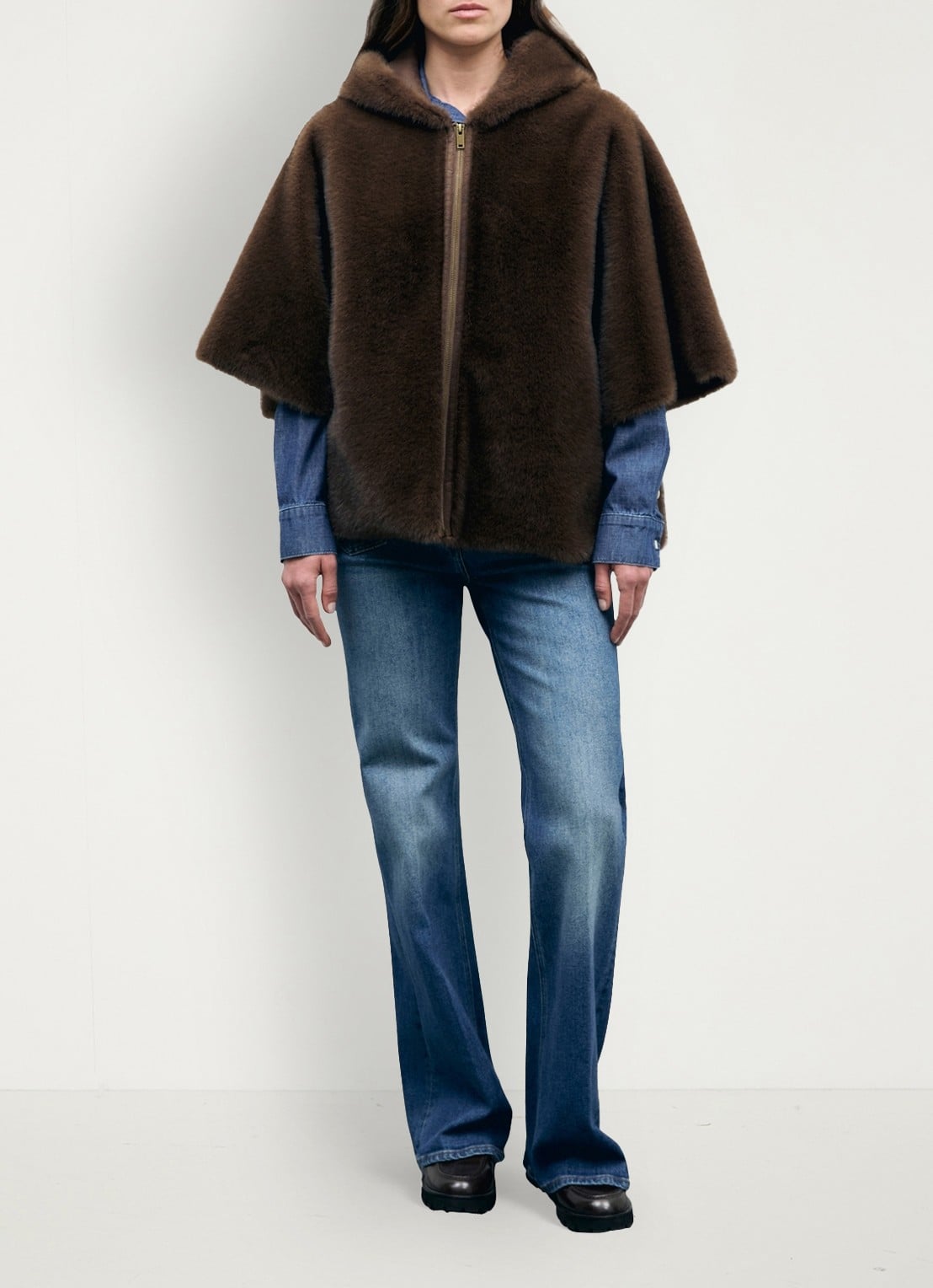 Gerard Darel Amel jas van imitatiebont  - detail 2 donkerbruin