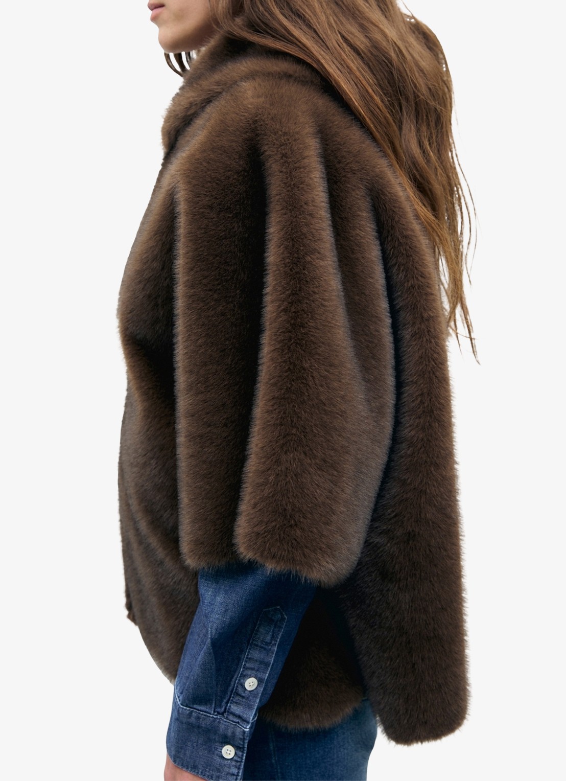 Gerard Darel Amel jas van imitatiebont  - detail 3 donkerbruin