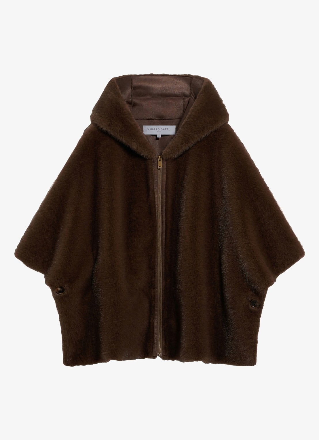 Gerard Darel Amel jas van imitatiebont  - voorkant 5 donkerbruin