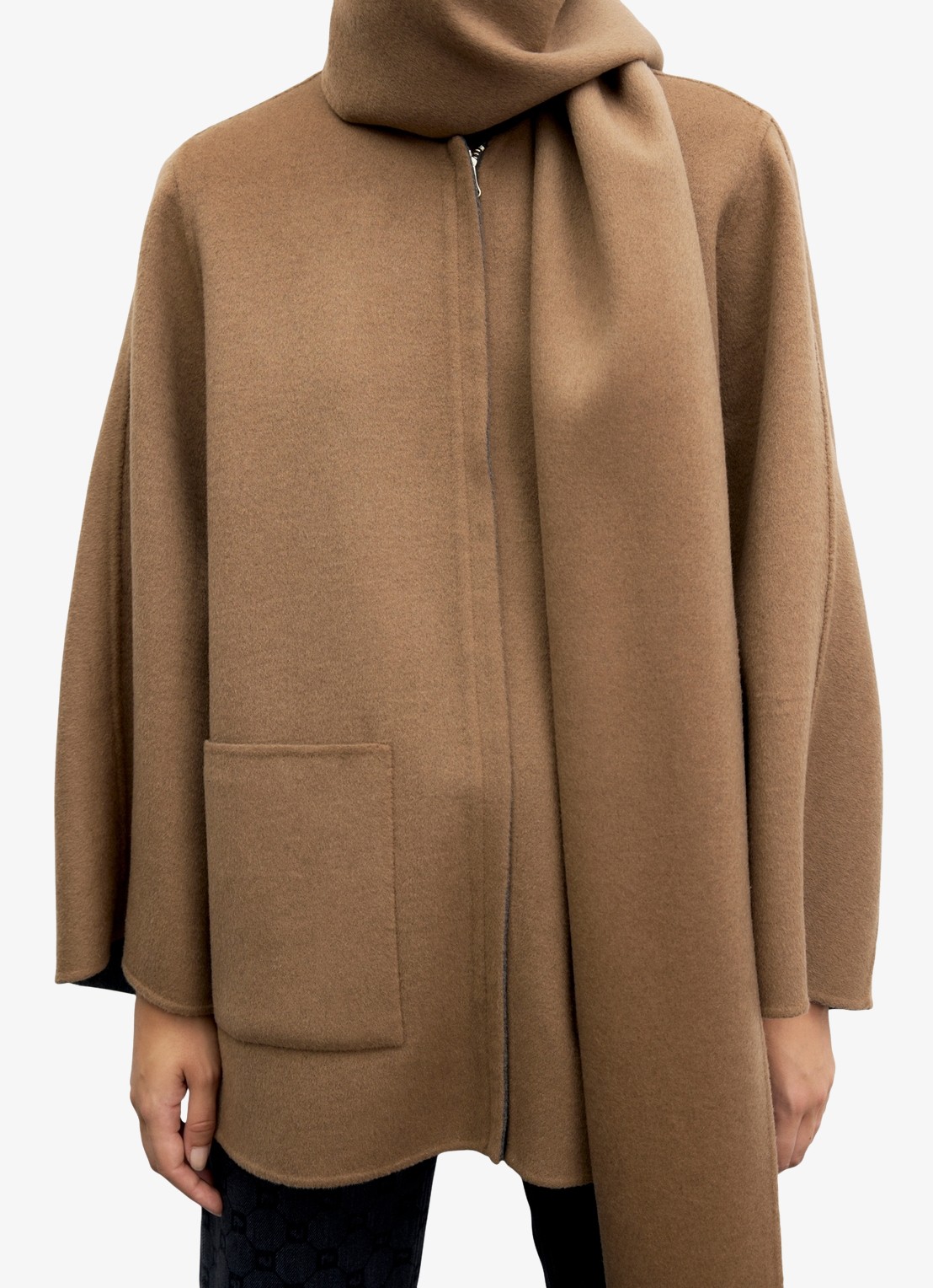 Gerard Darel Amia reversible jack van wol met sjaalkraag - detail 4 camel