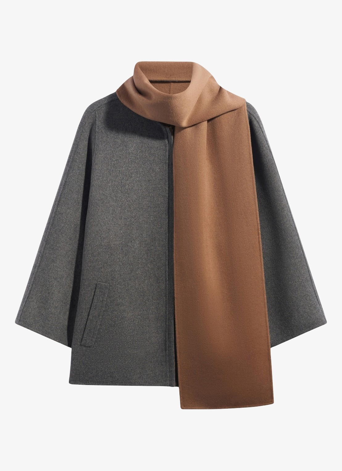 Gerard Darel Amia reversible jack van wol met sjaalkraag - voorkant camel